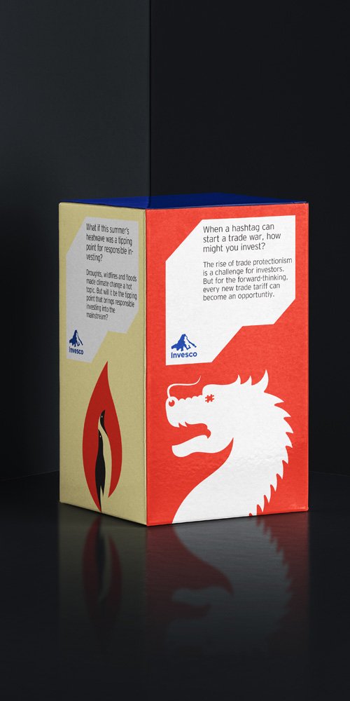 Desktop totem piece developed for Invesco